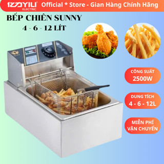 Bếp chiên nhúng điện SUNNY đôi 6 lít và 12 lít. Nồi chiên ngập dầu 4L inox siêu bền. Hàng Chính Hãng Bảo Hành 12 Tháng