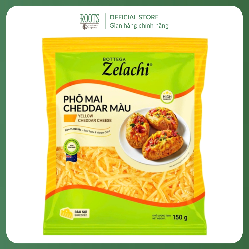 (Ship hỏa tốc) BOTTEGA ZELACHI - Phô Mai Cheddar Màu Bào Sợi, Shredded Yellow Cheddar Cheese (150g)
