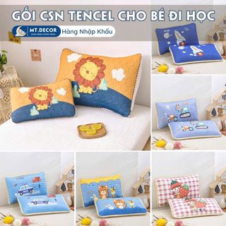Gối cho bé đi học cao su non mềm mịn, chất liệu vỏ gối tencel thoáng mát cao cấp kích thước 30x50cm