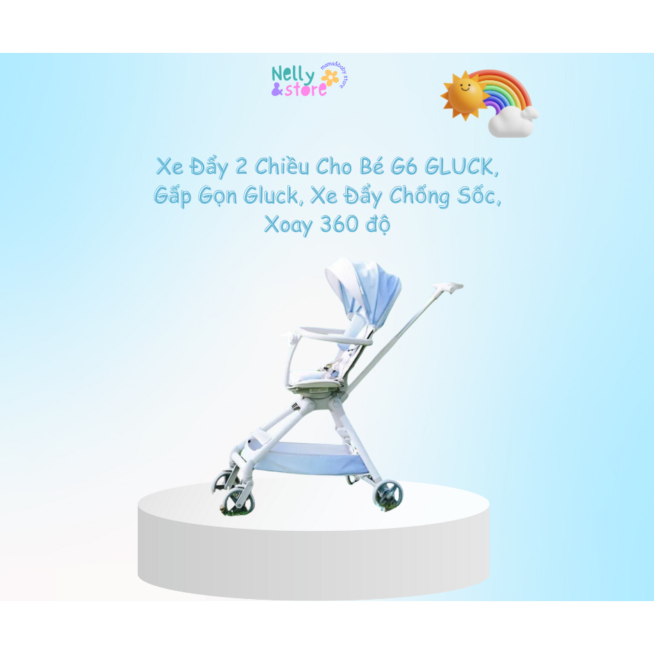 Xe Đẩy 2 Chiều Cho Bé G6 GLUCK, Gấp Gọn Gluck, Xe Đẩy Chống Sốc, Xoay 360 độ