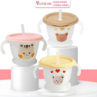  Cốc Tập Uống 3 Giai Đoạn Mumbebe Lion YEUBEVN Ống Hút Silicone Sáng Chế Van Đẩy Nước Cho Bé 150ml 