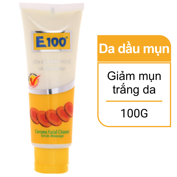 Sữa rửa mặt E100  nghệ  Massage  hạt 100g