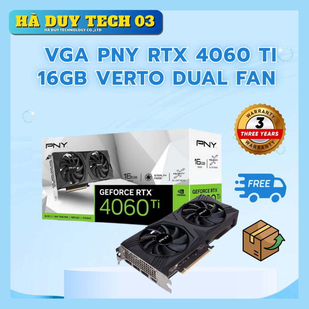 VGA PNY RTX 4060 TI 16GB VERTO DUAL FAN - Hàng chính hãng - Bảo hành 36 tháng