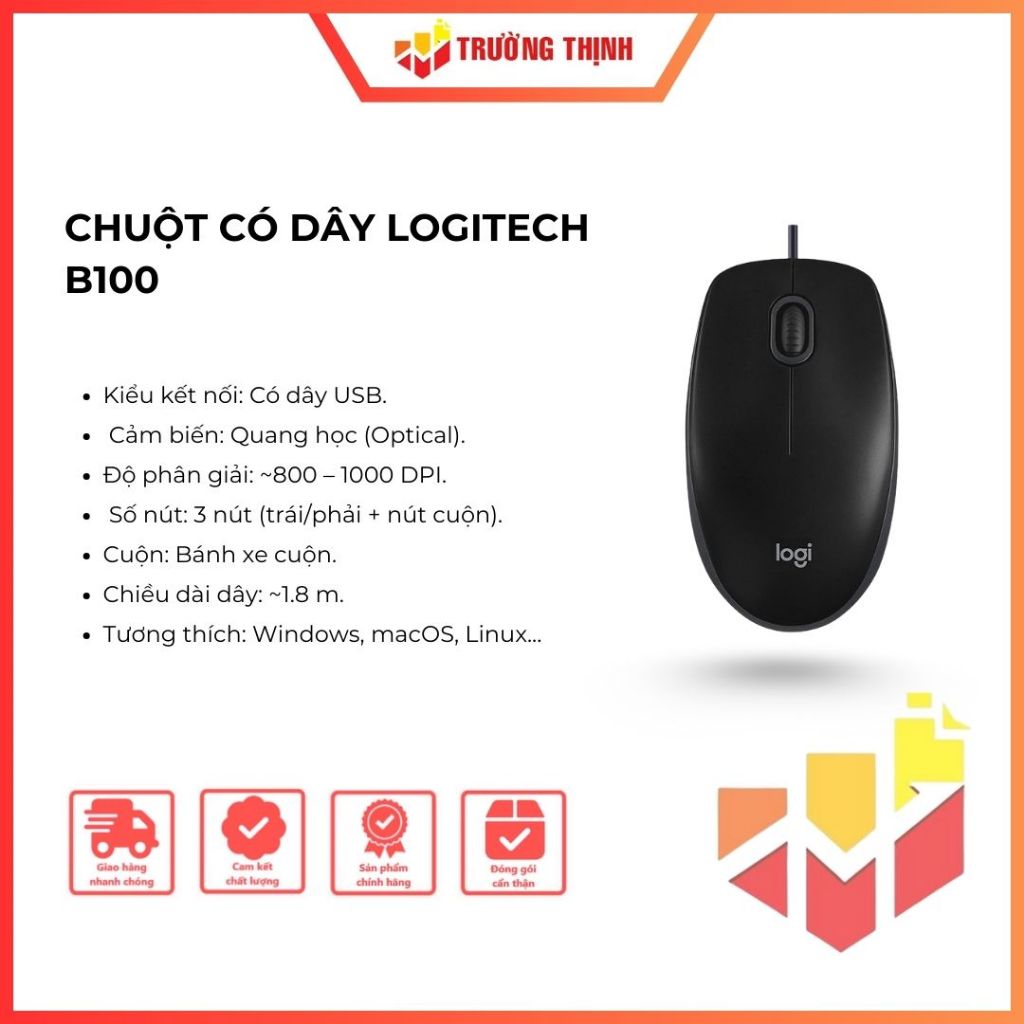 CHUỘT CÓ DÂY LOGITECH B100