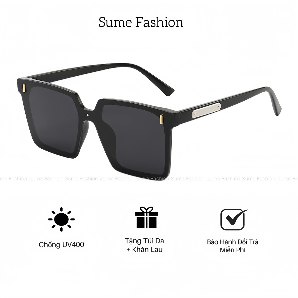 1142-Mắt kính mát nam nữ tròng kính mắt vuông chống nắng gọng thời trang phong cách