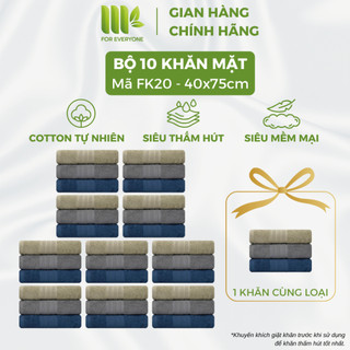 Bộ 10 khăn mặt MK Towel cotton 100% tự nhiên, mềm mịn, thấm hút FK03 FK19 FK20 - nhiều kích thước
