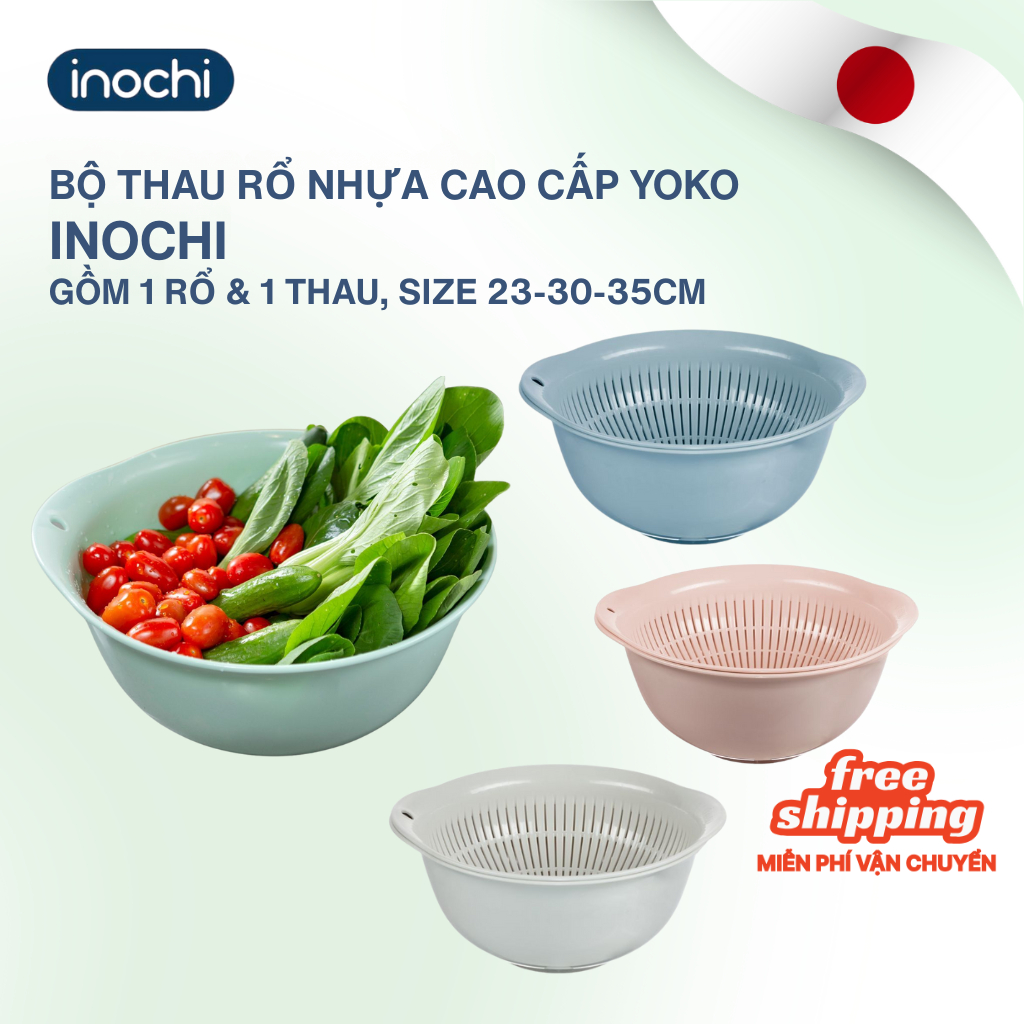 BỘ THAU RỔ NHỰA CAO CẤP Yoko Inochi nhựa an toàn, chắc chắn, gọn gàng, Loại 23cm/30cm/35cm