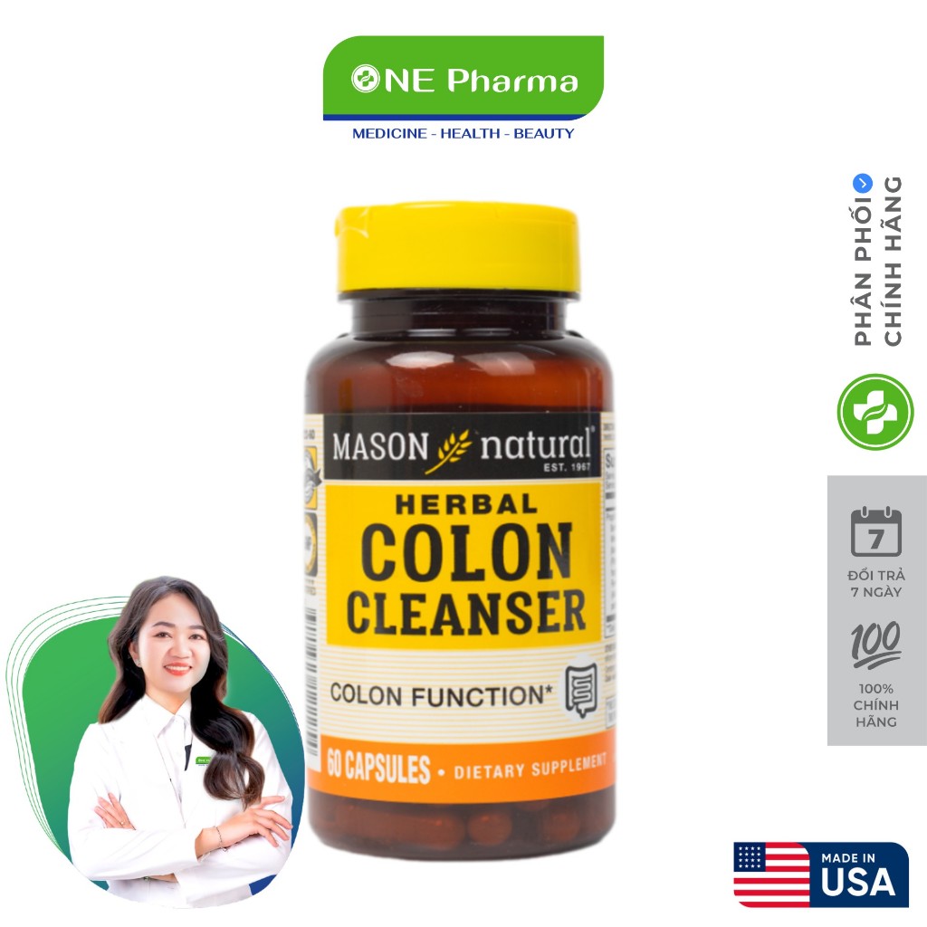 Viên Uống Hỗ Trợ Đại Tràng Mason Natural Colon Herbal Cleanser - Hộp 60 Viên