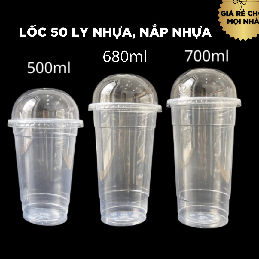 Lốc 50 Ly Nhựa PP Trơn Đáy Bằng | Ly  Nhựa PP   500ml, 650ml, 700ml | Đựng Trà Sữa, Sinh  Tố, Nước É