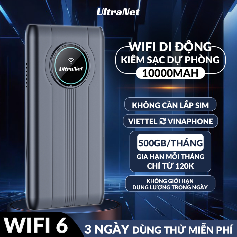 Bộ Phát WiFi 4G Bỏ Túi JS018 ULTRANET, Chuẩn Wifi 6, Không Cần Lắp Sim Bật Máy Là Sử Dụng