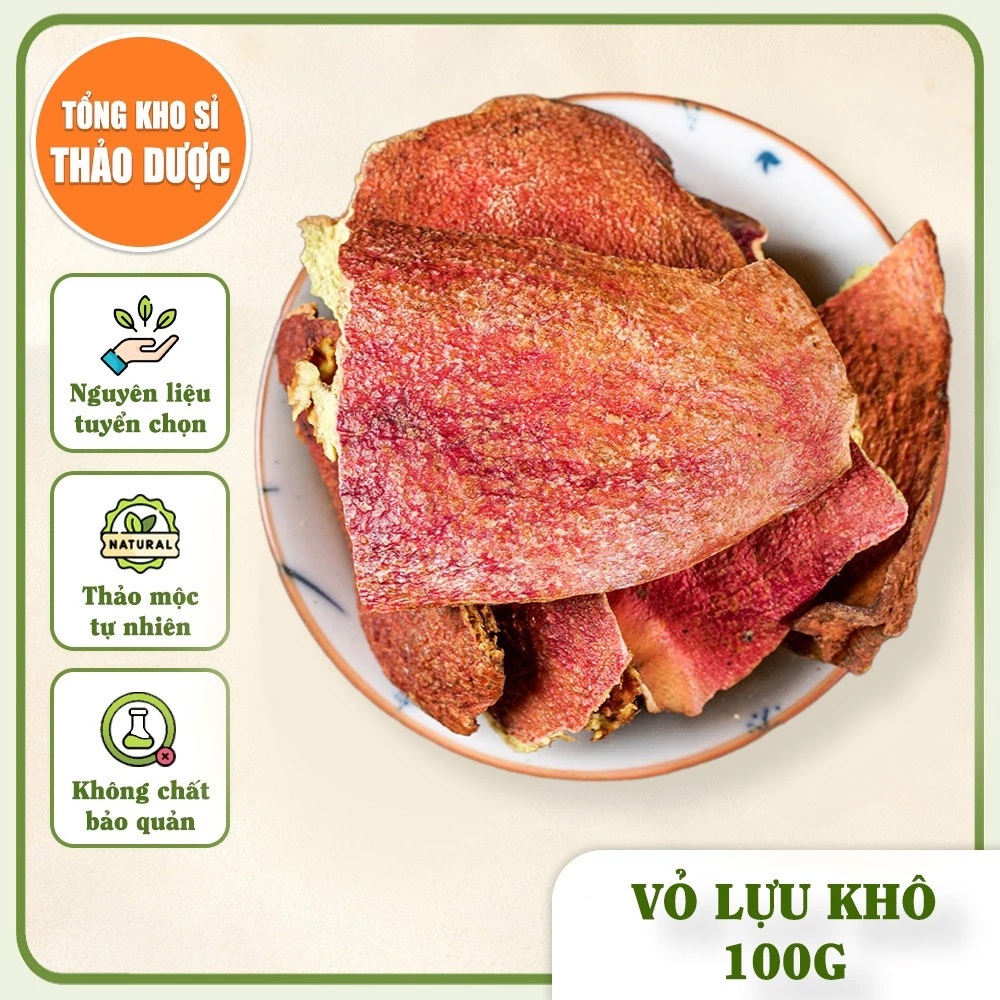Vỏ lựu khô 100g, thạch lựu bì thơm, sạch, không lẫn tạp chất - Tổng Kho Sỉ Thảo Dược