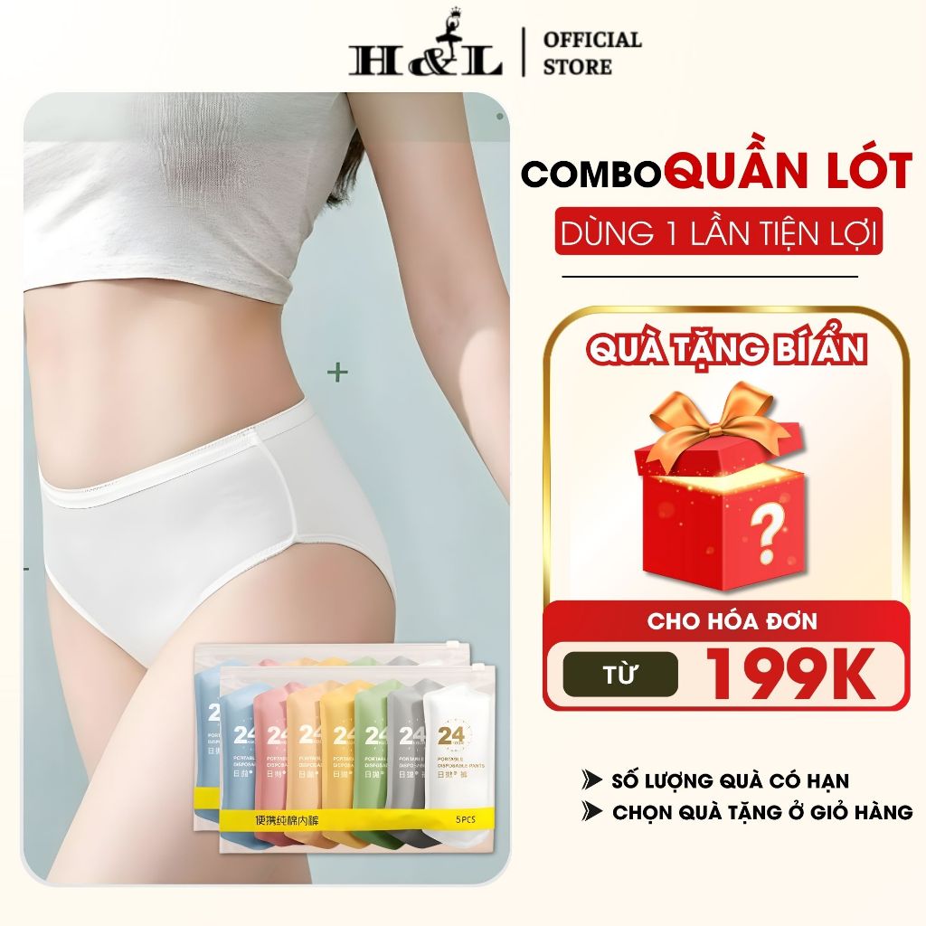 Combo 10 Quần Lót Dùng 1 Lần Tiện Lợi - Bộ 5 Quần Lót Cotton Mềm Mịn HL BOUTIQUE L.594 - L.474