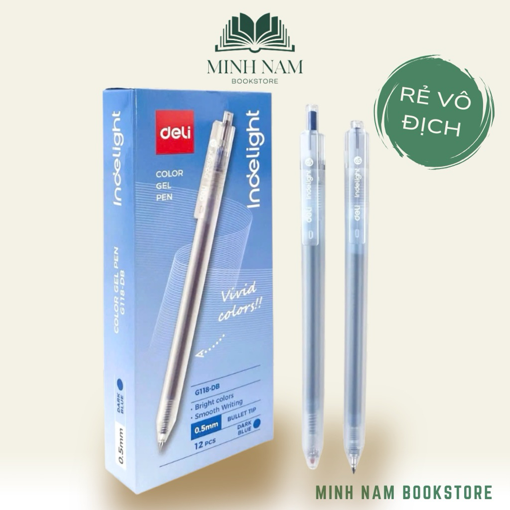 [Combo 2 Cây] Bút gel mực xanh dương đậm Deli EG118 viết gel pen DELI G118