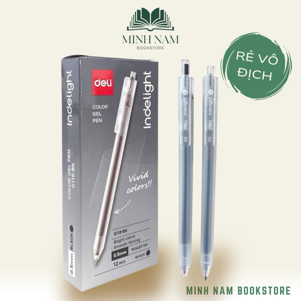 [Combo 2 Cây] Bút gel mực đen Deli EG118 viết gel pen DELI G118