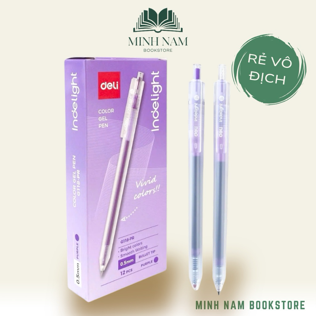 [Combo 2 Cây] Bút gel mực tím Deli EG118 viết gel pen DELI G118
