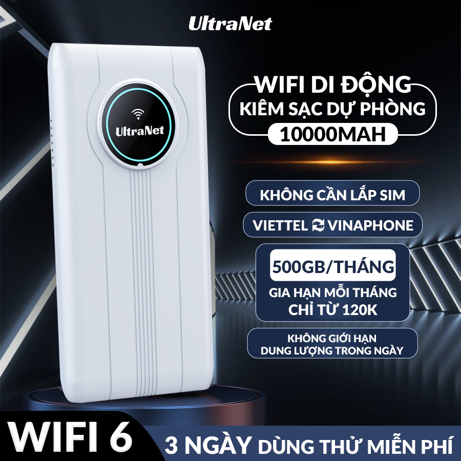 Bộ Phát WiFi 4G JS018 ULTRANET - MiFi Cầm Tay, Công Nghệ WiFi 6, Không Cần Sim, Dễ Mang Đi Du Lịch