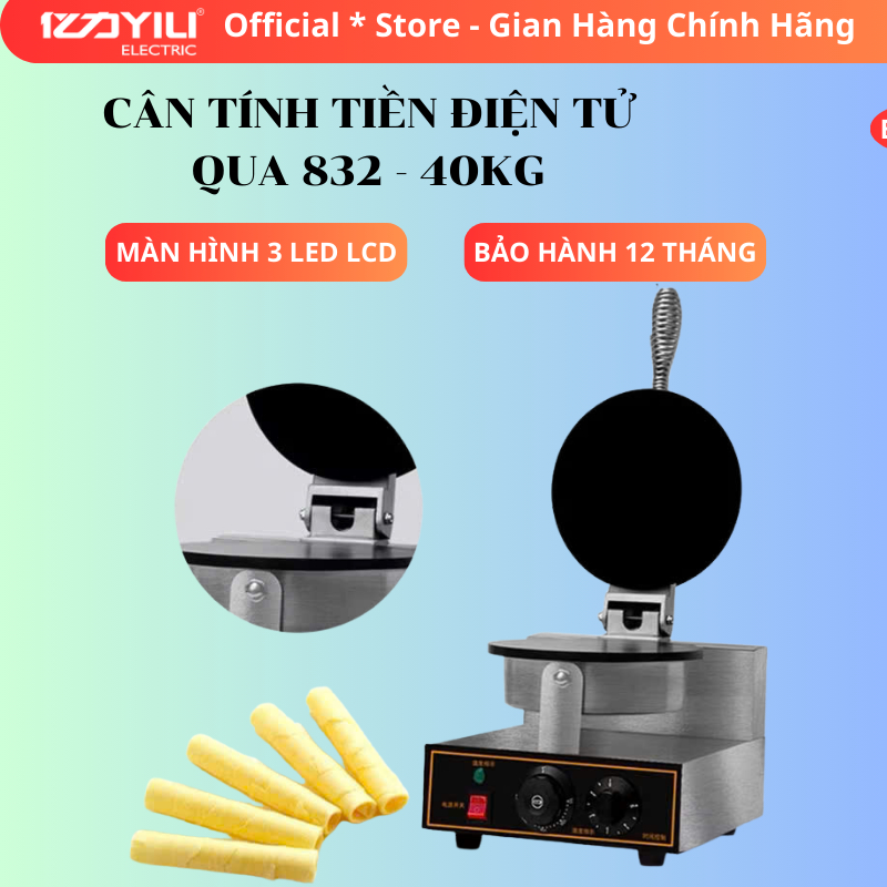 Máy làm bánh quế nhám Q10, vỏ kem ốc quế công nghiệp hàng chính hãng bảo hành 12 tháng