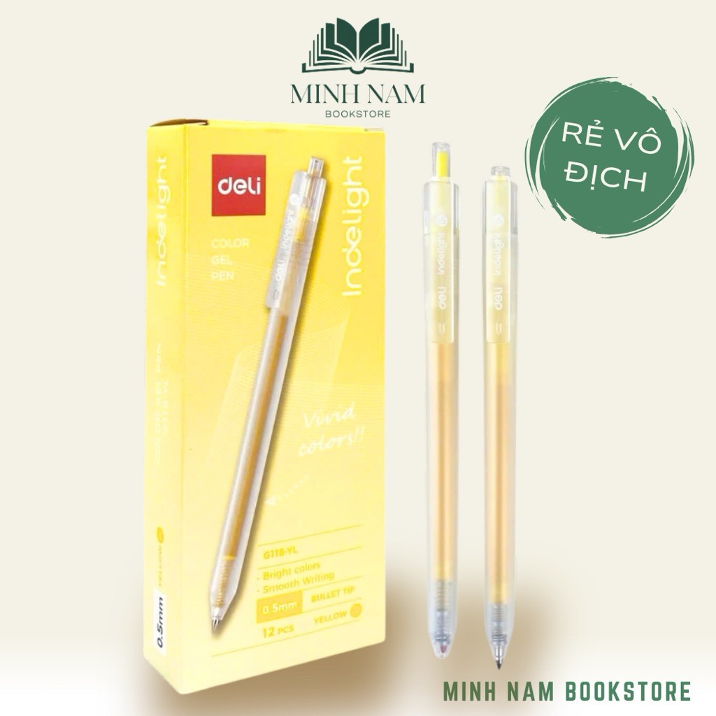 [Combo 2 Cây] Bút gel mực vàng Deli EG118 viết gel pen DELI G118