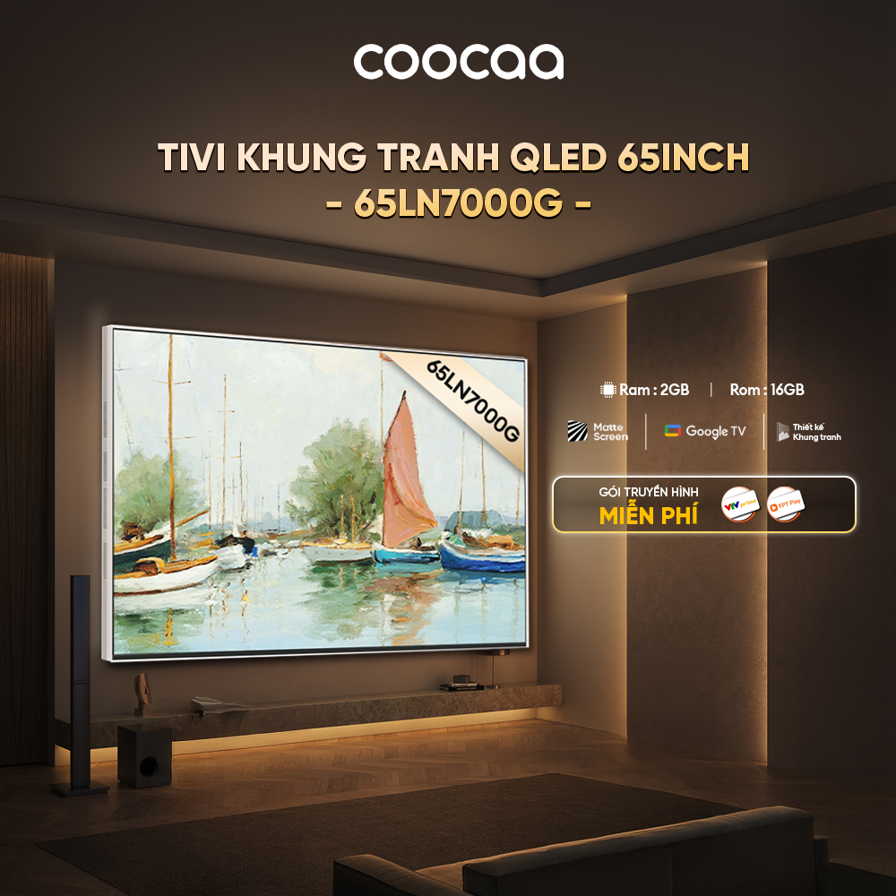 [Miễn phí lắp đặt HCM - HN] Smart tivi 65 inch Qled 4K tivi Khung Tranh Google Frame tivi coocaa  65LN7000G - 1 Đổi 1 36