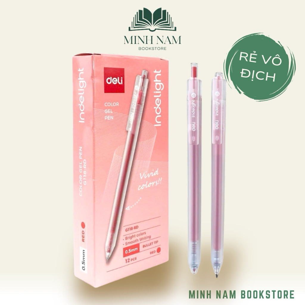[Combo 2 Cây] Bút gel mực đỏ Deli EG118 viết gel pen DELI G118