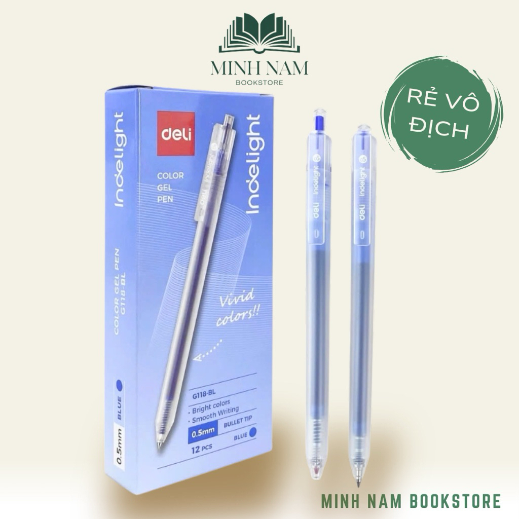 [Combo 2 Cây] Bút gel mực xanh dương Deli EG118 viết gel pen DELI G118