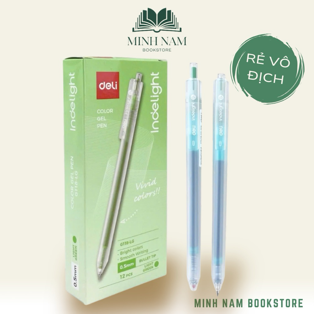 [Combo 2 Cây] Bút gel mực xanh lá Deli EG118 viết gel pen DELI G118