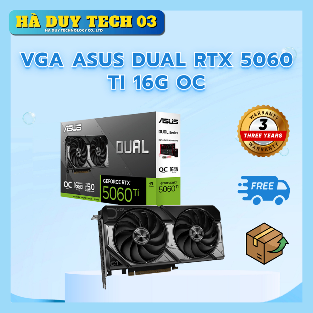 VGA ASUS DUAL RTX 5060 TI 16G OC - Hàng chính hãng - Bảo hành 36 tháng