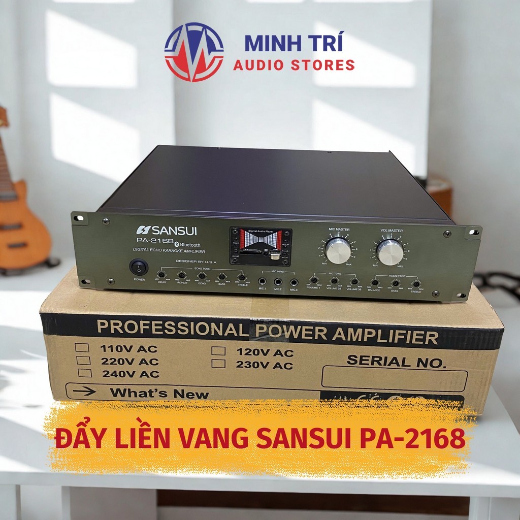 Đẩy Liền Vang SANSUI PA-2168 Công Suất Lớn 2400w - Đẩy Liền Vang 2 Kênh Hát Karaoke Hay, Chống Hú