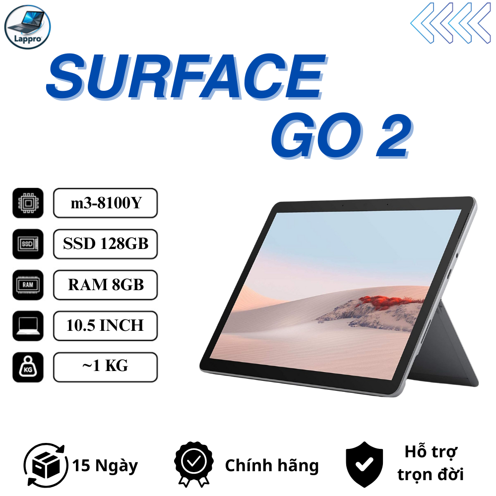 Micorsoft Surface Go 2 - Core m3-8100Y l Ram 8GB l SSD 128GB - Tablet Laptop 2in1 Cảm Ứng - Tặng Kèm