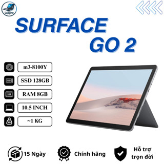 Micorsoft Surface Go 2 - Core m3-8100Y l Ram 8GB l SSD 128GB - Tablet Laptop 2in1 Cảm Ứng - Tặng Kèm Túi Chống Sốc