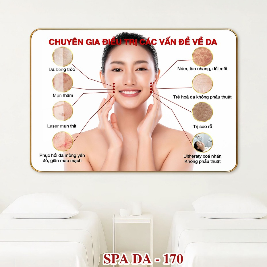 Tranh Tráng Gương Treo Tường Cấu Trúc Da Treo Spa Chăm Sóc Da Thương Hiệu TS Xưởng Tranh Trường Sinh