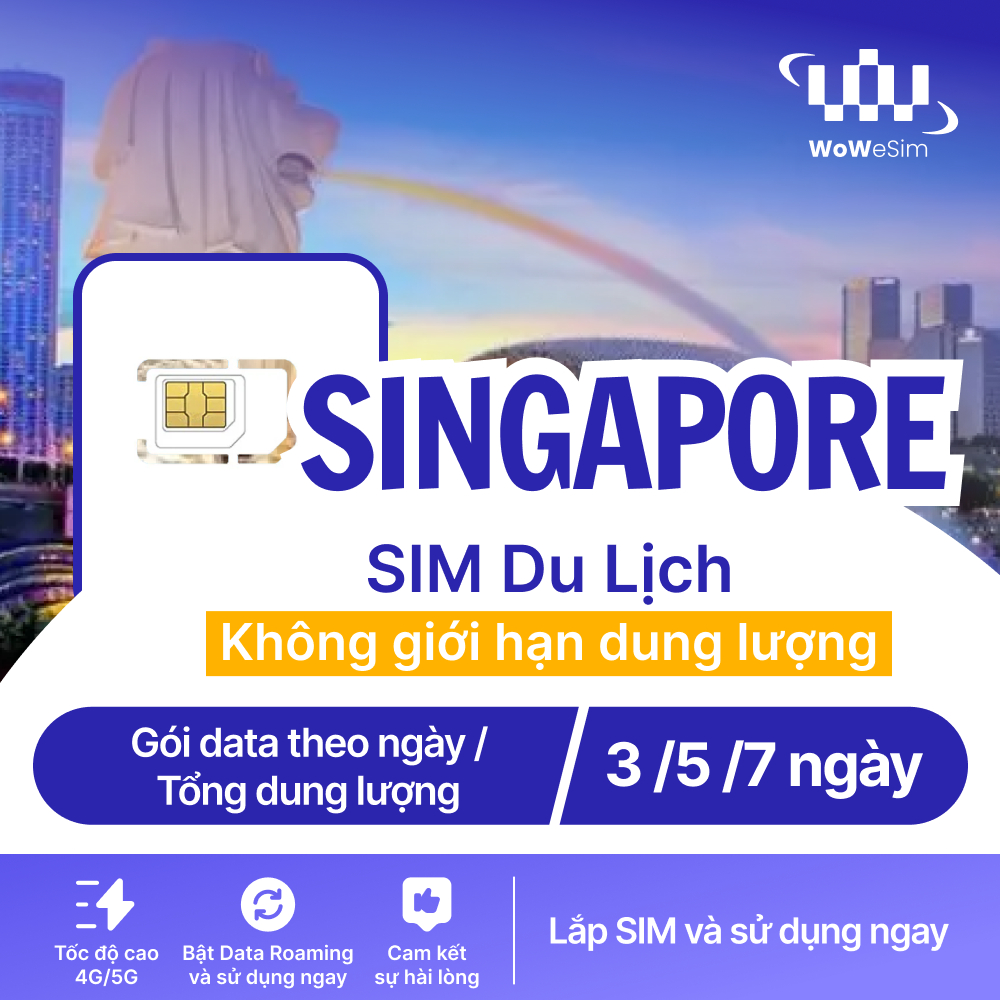 [ESIM] eSIM Du Lịch Singapore Cài Đặt Nhanh Bằng Mã QR, Data Tốc Độ Cao Ổn Định - 15/30 ngày