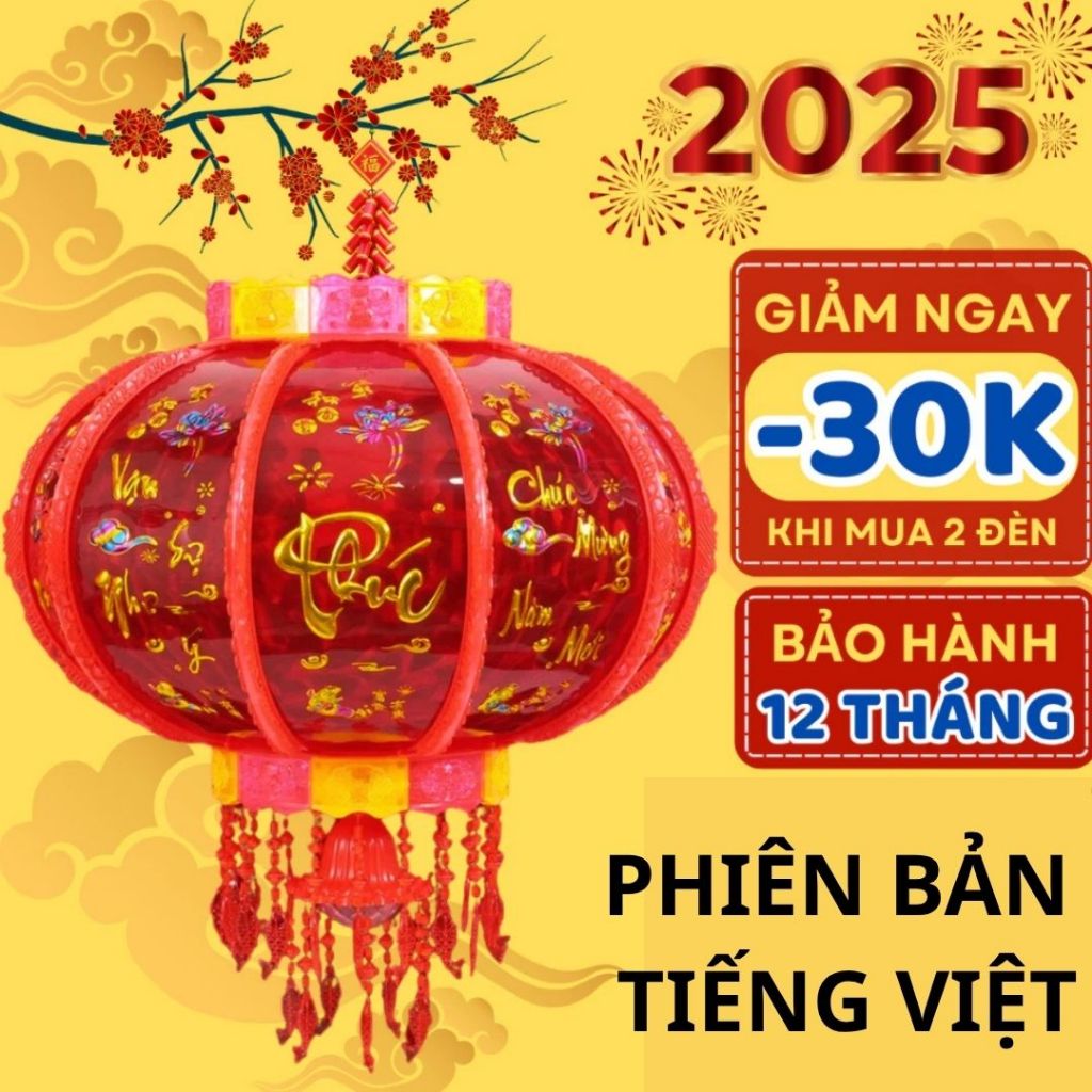 [GIẢM 30K KHI MUA COMBO] Đèn lồng điện trang trí Tết 2026  - bản chữ Việt, xoay 360 độ đèn Led Mẫu Cánh Bướm &Kim Cương
