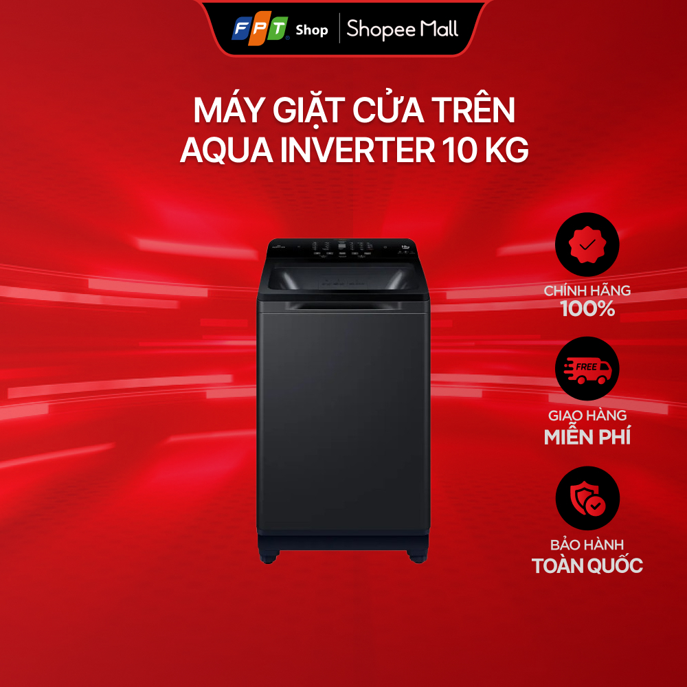 [Chỉ GH tận nơi]  Máy giặt cửa trên Aqua Inverter 10 kg AQW-DR100JT BK
