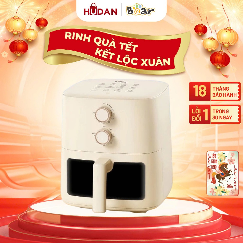 Nồi chiên không dầu BEAR 5L AF-5H15I52 Tiếng Việt Chiên Nướng Hơi Nước, Chiên Nướng Không Dầu
