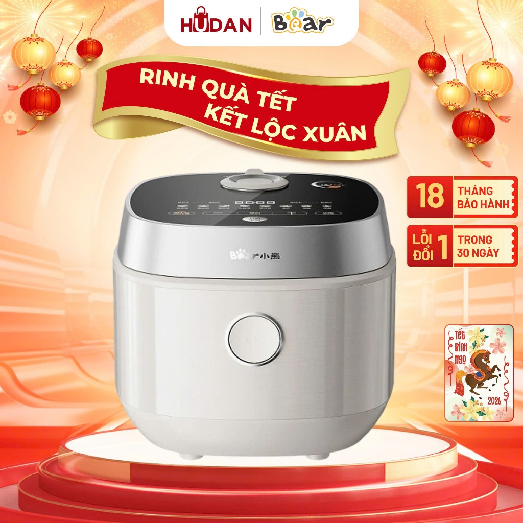 Nồi cơm điện BEAR  RC-4H40Y Tiếng Việt 4-6 người ăn Lõi 1,5L gang Ceramic Pro 9H - 8 chế độ nấu