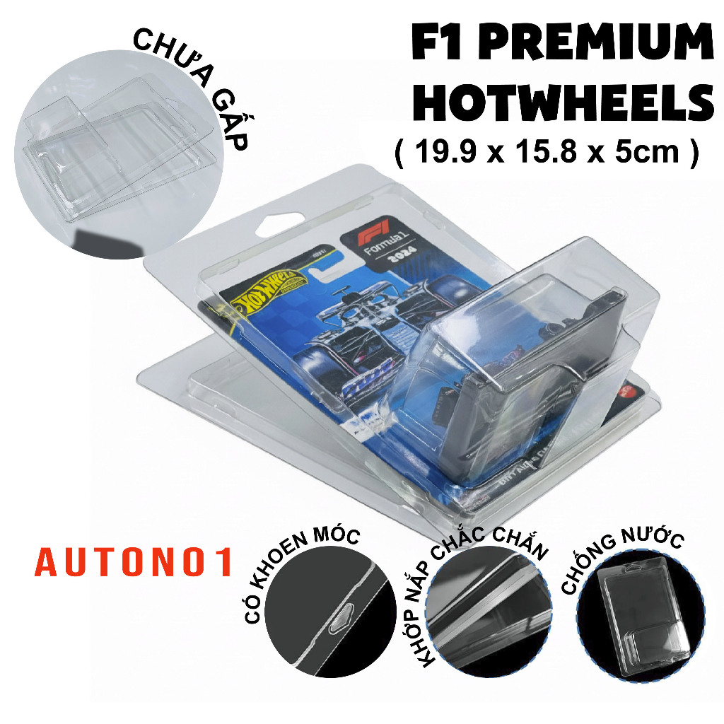 Hộp bảo vệ nhựa Pvc đựng Hotwheels Premium cho F1 card tỉ lệ 1:64 PVC_HW