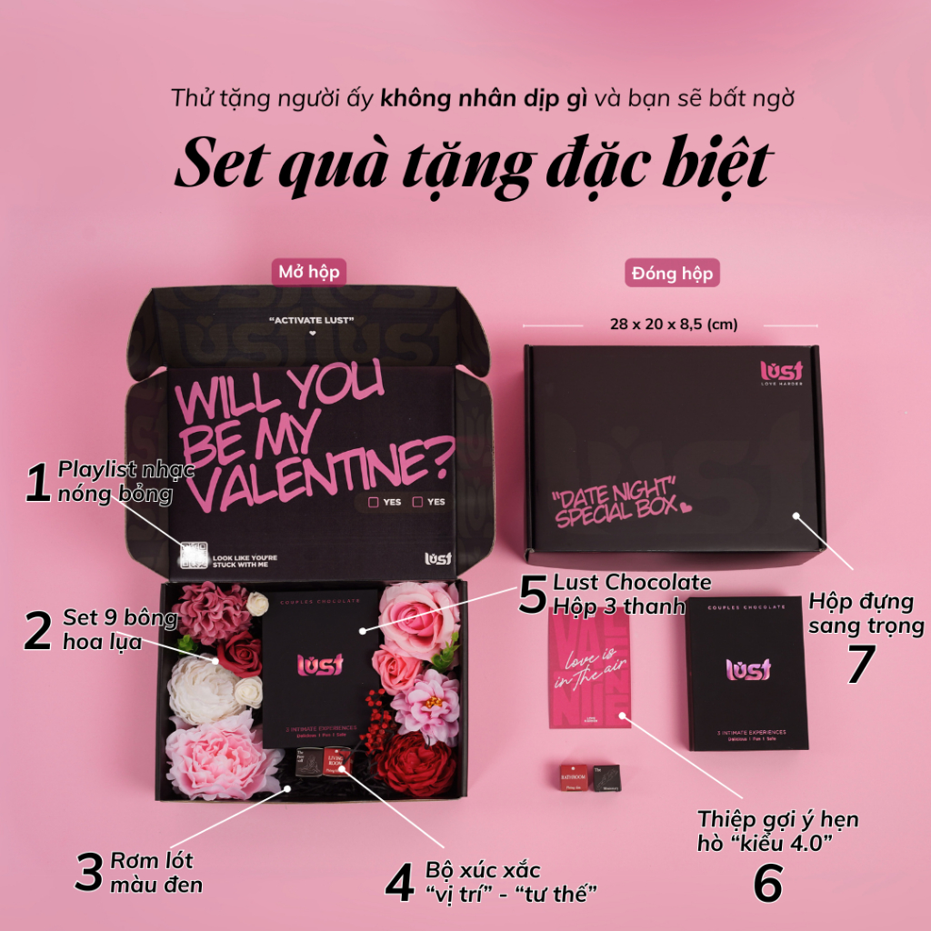 (Kho HN) Hộp Quà Tặng Cho Người Yêu, Quà Tặng Cặp Đôi, Quà Kỷ Niệm | Socola Lust Chocolate