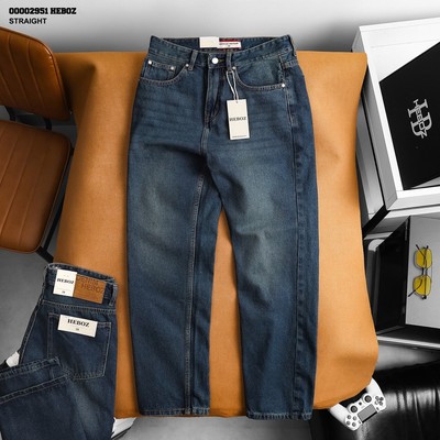[FORM RỘNG] Quần jean nam Heboz dáng suông D082, quần dài denim nam ống rộng basic - 00002951