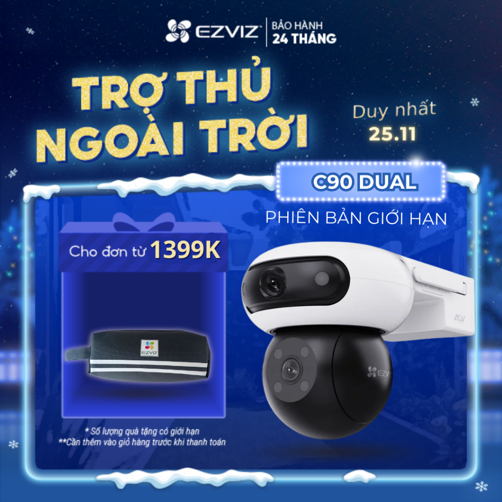  Camera WIFI EZVIZ H90 2K+ & 2K+ Ống Kính kép Phòng thủ chủ động với còi báo động & đèn chớp Phát hiện người và xe 