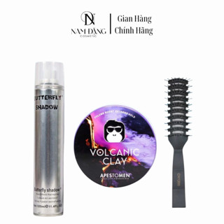   COMBO Sáp Vuốt Tóc APESTOMEN Volcanic Clay 80g+Gôm bạc 320ml và lược chaoba 