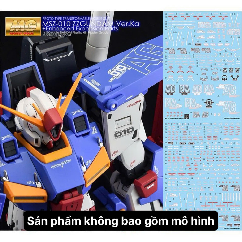 [Ghost] Decal/Đề can nước mô hình MG ZZ Gundam Ver Ka