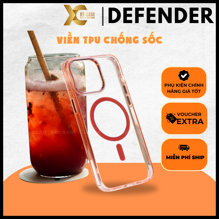 [ Chống Sốc ] Ốp Defender Viền TPU Trong Suốt Chống Ố Vàng Chính Hãng cho iP 15 Pro Max/ 15 Pro/ 14 