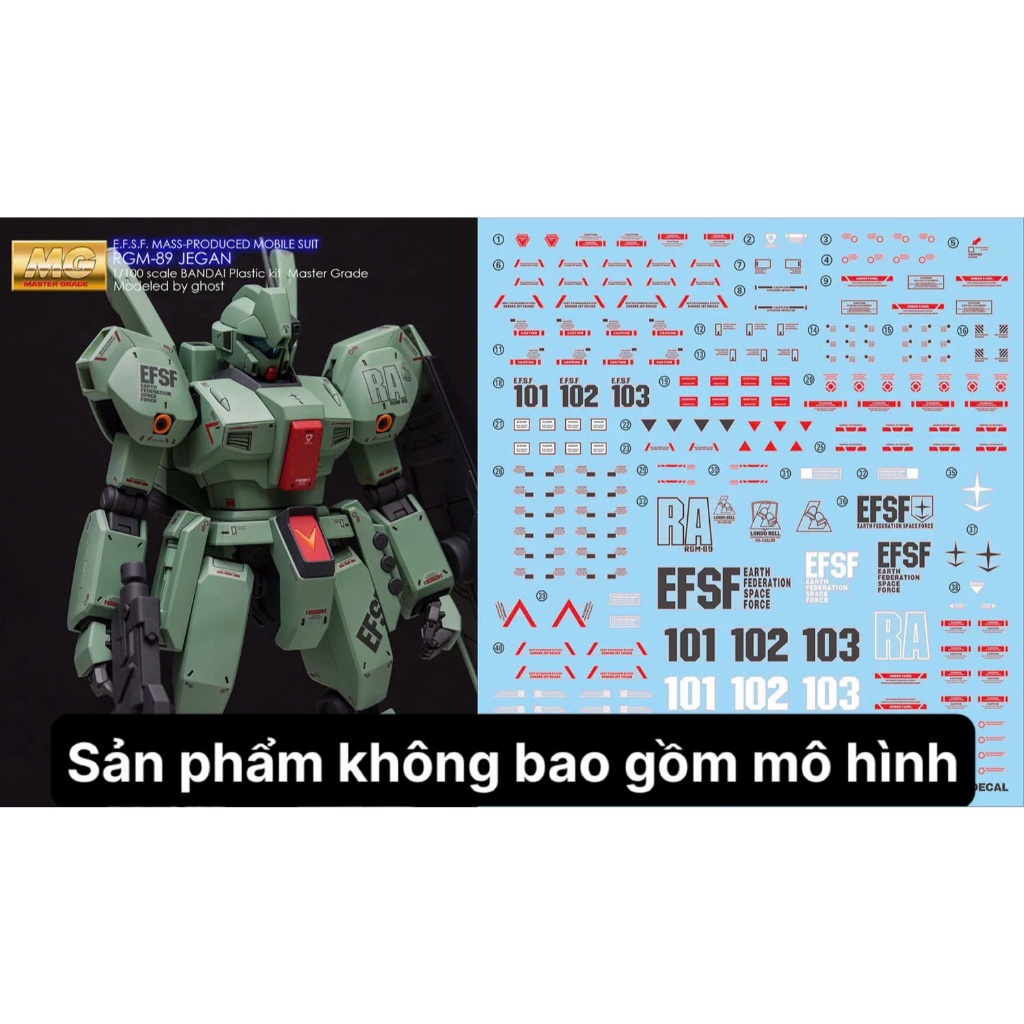 [Ghost] Decal/Đề can nước mô hình MG 1/100 Jegan