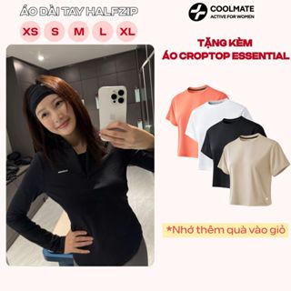   Tặng kèm Croptop  Áo dài tay thu đông thể thao nữ khoá zip co giãn thoải mái vận động - Coolmate Active For Women 