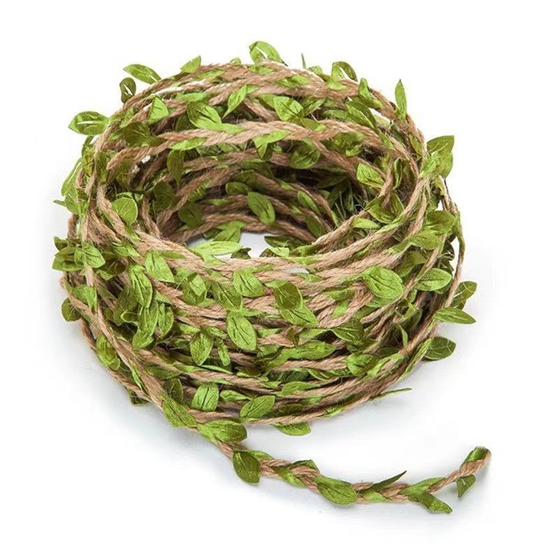 Bó 3-10m dây Thừng Đan Lá Trang Trí Handmade – Dây Thừng Trang Trí Lá Xanh Vintage