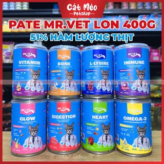 Pate Lon MR.VET Cho Mèo Công Thức Dinh Dưỡng Toàn Diện, Kèm Nắp Và Thìa Tiện Lợi Lon 400g