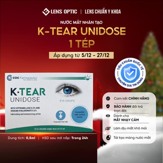   1 tép  Nước mắt nhân tạo K TEAR Unidose - Nhỏ mắt lens cấp ẩm không chất bảo quản giảm khô mắt 