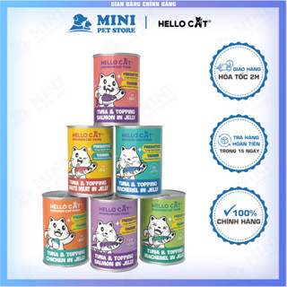 Pate Cho Mèo Hello Cat Tuna Thức Ăn Cho Mèo Mọi Lứa Tuổi Trong Thạch Lon 400g