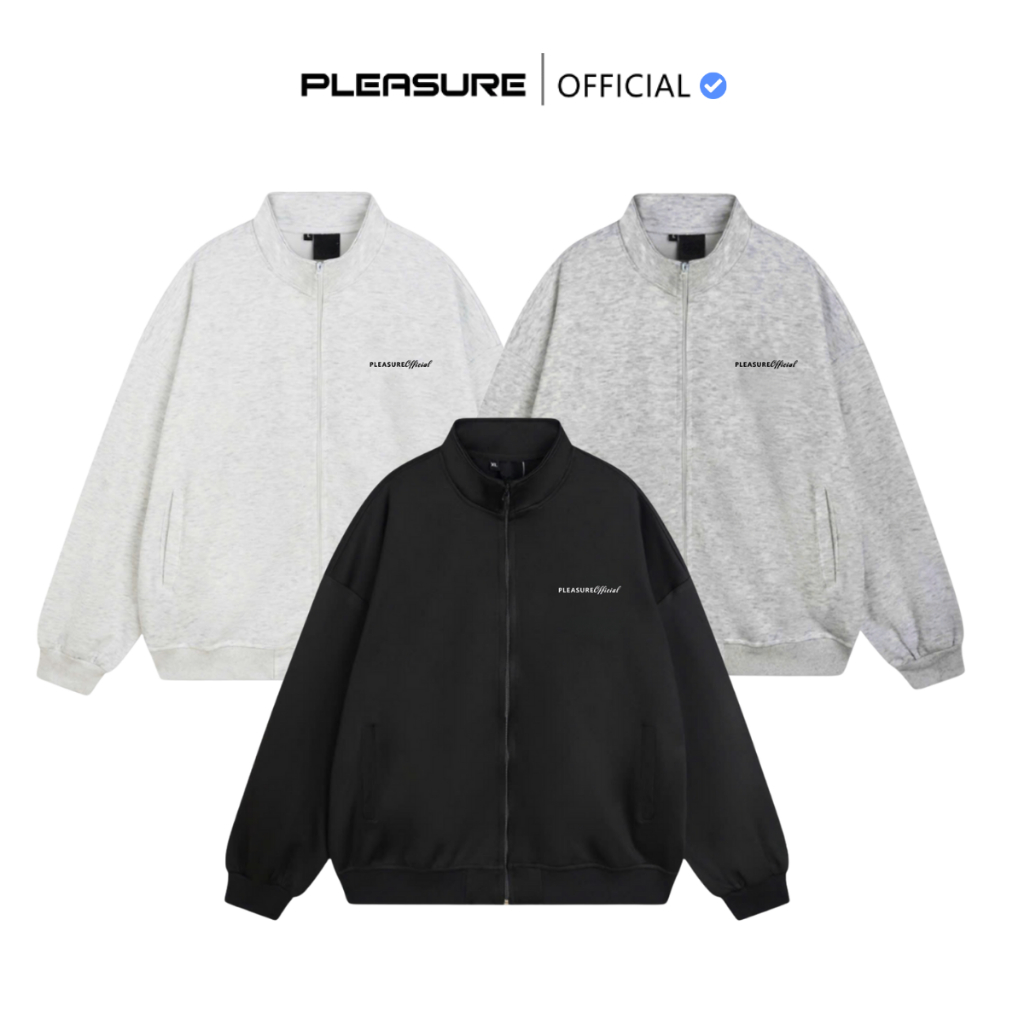 Áo Khoác Zip Pleasure Brand in Cao Thành "PLEASURE" Áo Khoác Form Boxy Chất Vải Nỉ 2 Da Cao Cấp Unis